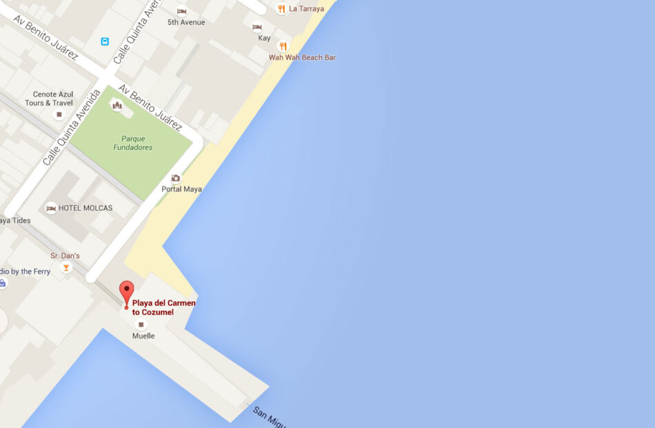 Mapa. Muelle de Playa del Carmen.