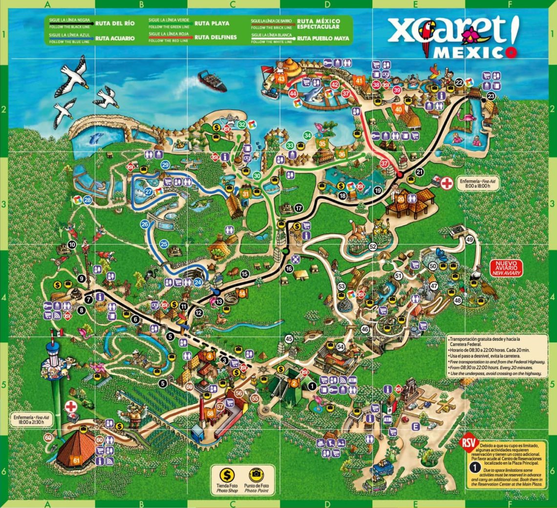 Mapa Xcaret Mexico 1140x1039 
