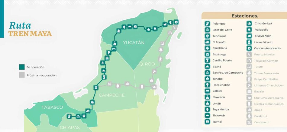 Tren Maya玛雅列车路线图